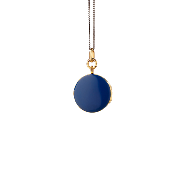 Locket X Color Yellow Gold Vermeil and Blue Enamel Round Pendant